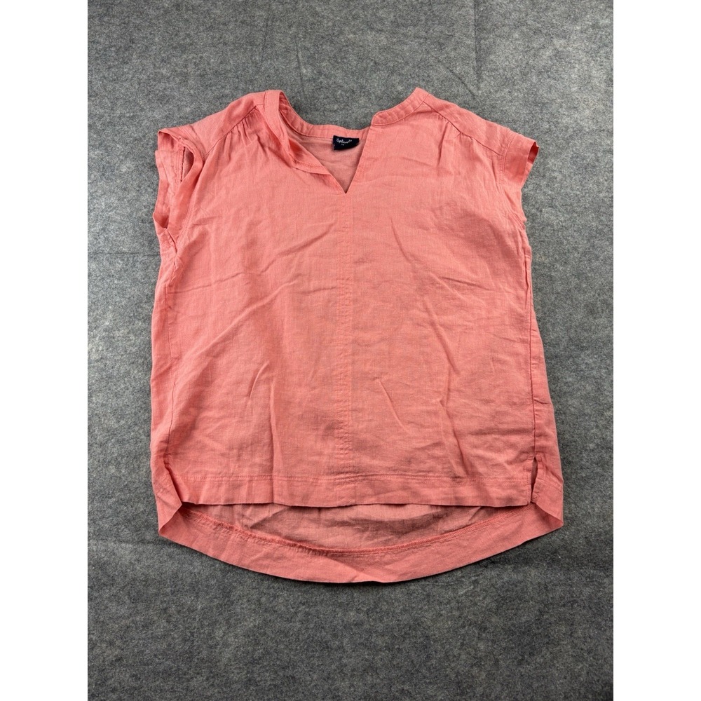 Splendid Women's XS V-Neck Linen Viscose Blouse Top Pink Coastal Boho Breezy